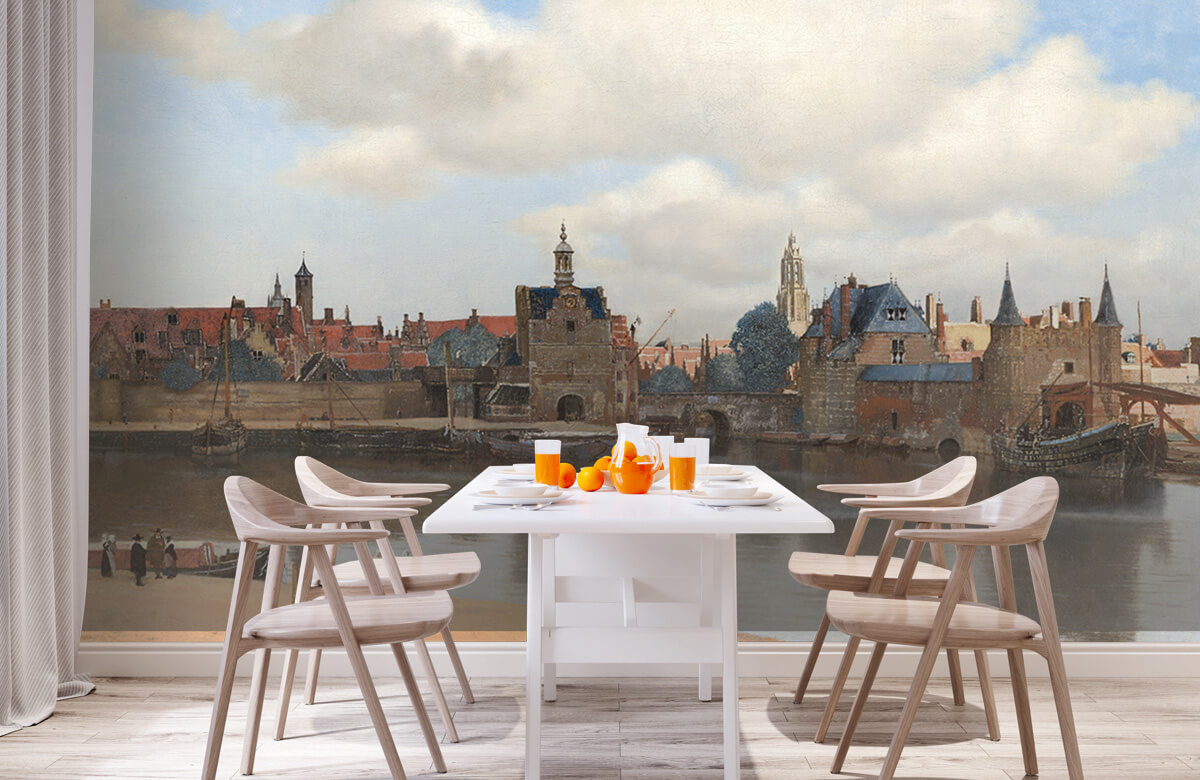 gezicht op delft fotobehang