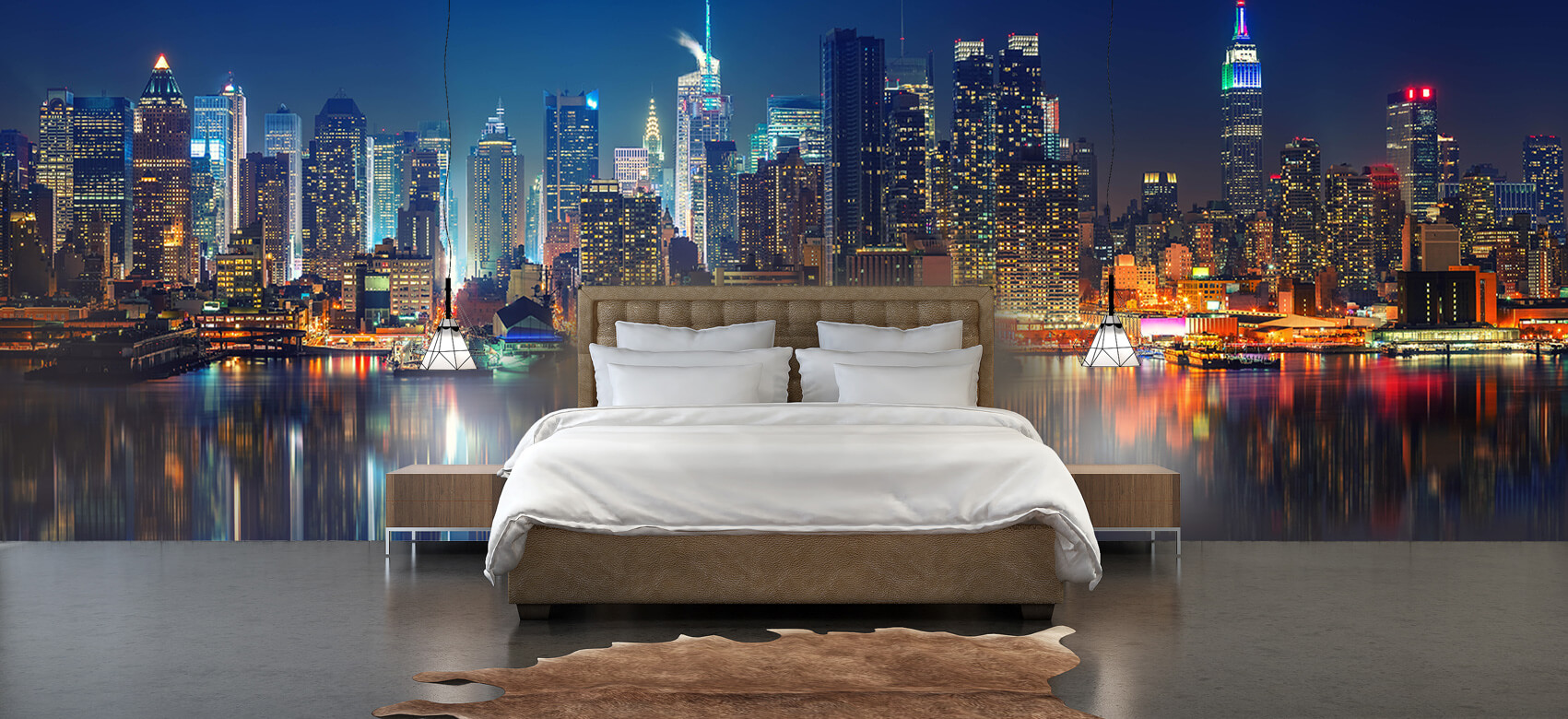Wereld & Steden Fotobehang New York skyline in de nacht 3