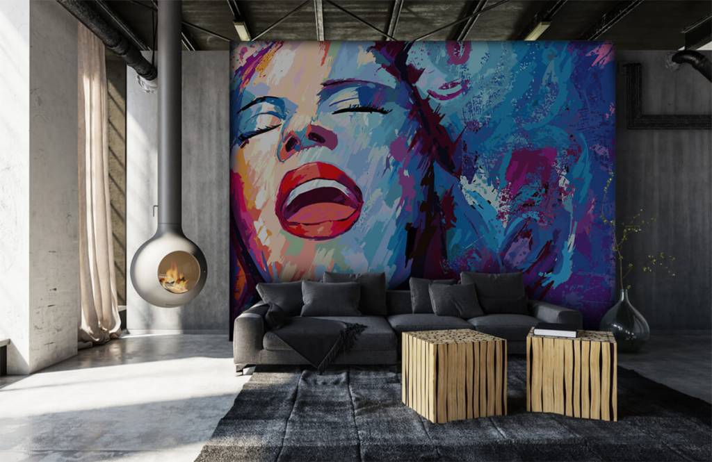 Modern behang - Schildering van een abstracte vrouw - Tienerkamer 1