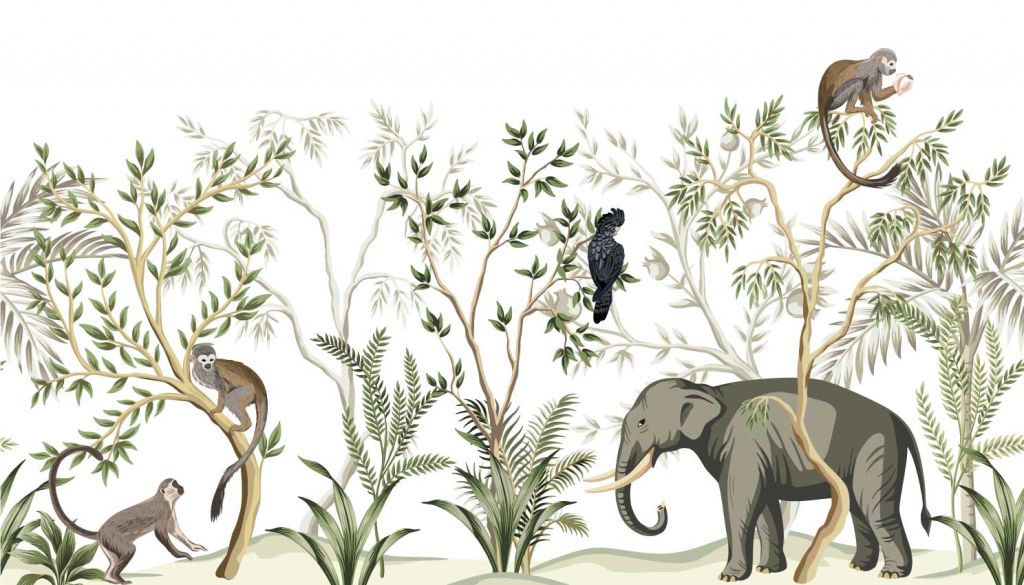 Getekende dieren in de jungle