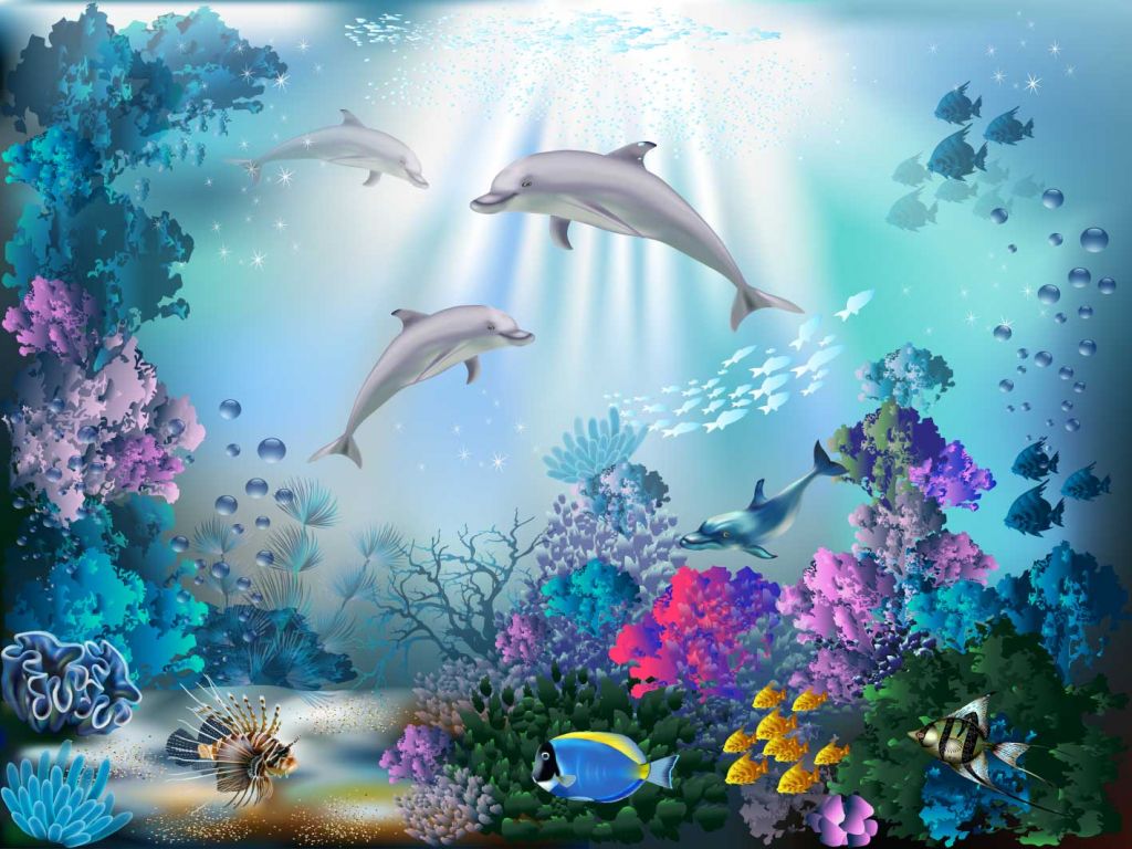 Onderwaterwereld met dolfijnen