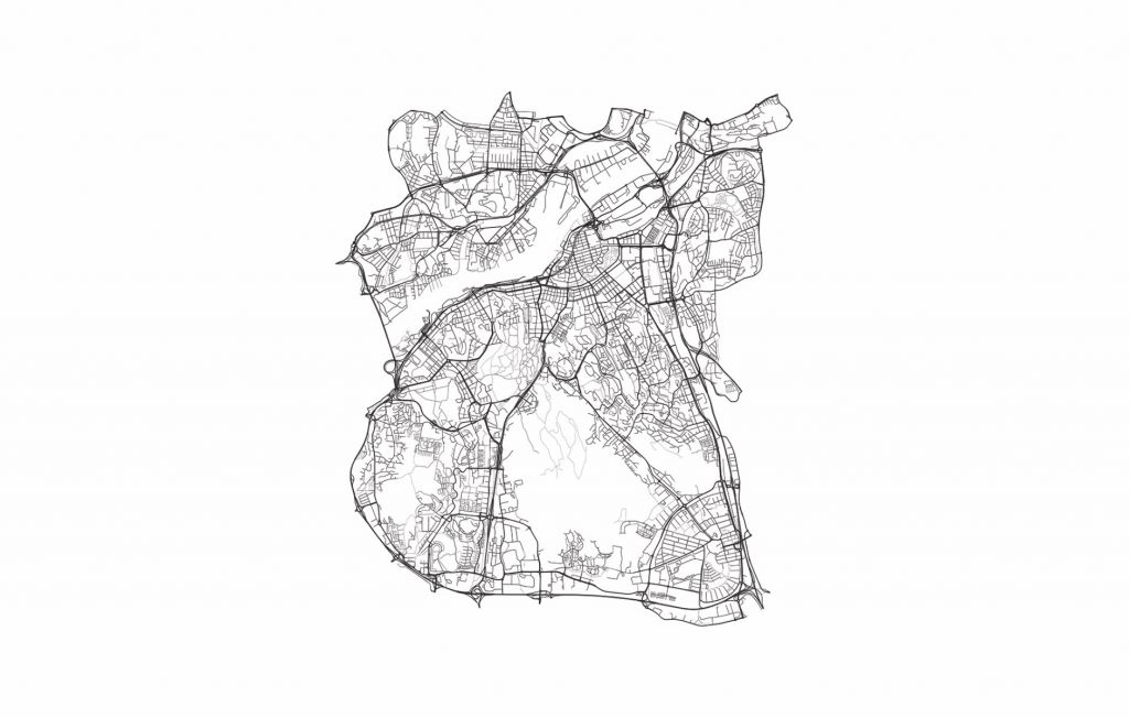 Plattegrond van Gotenburg, wit 