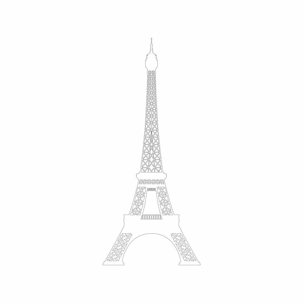 Portret van de Eiffeltoren, wit