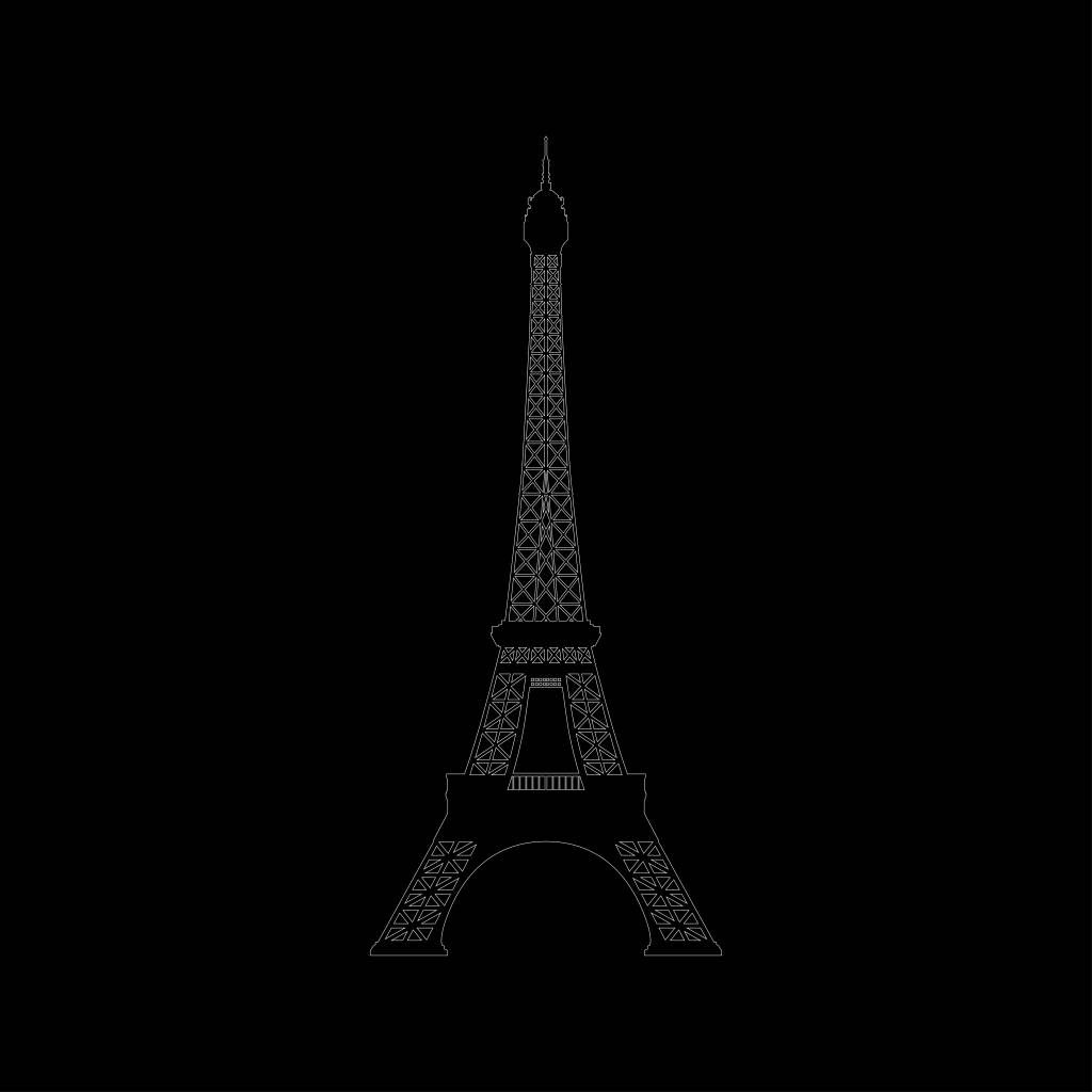 Portret van de Eiffeltoren, zwart