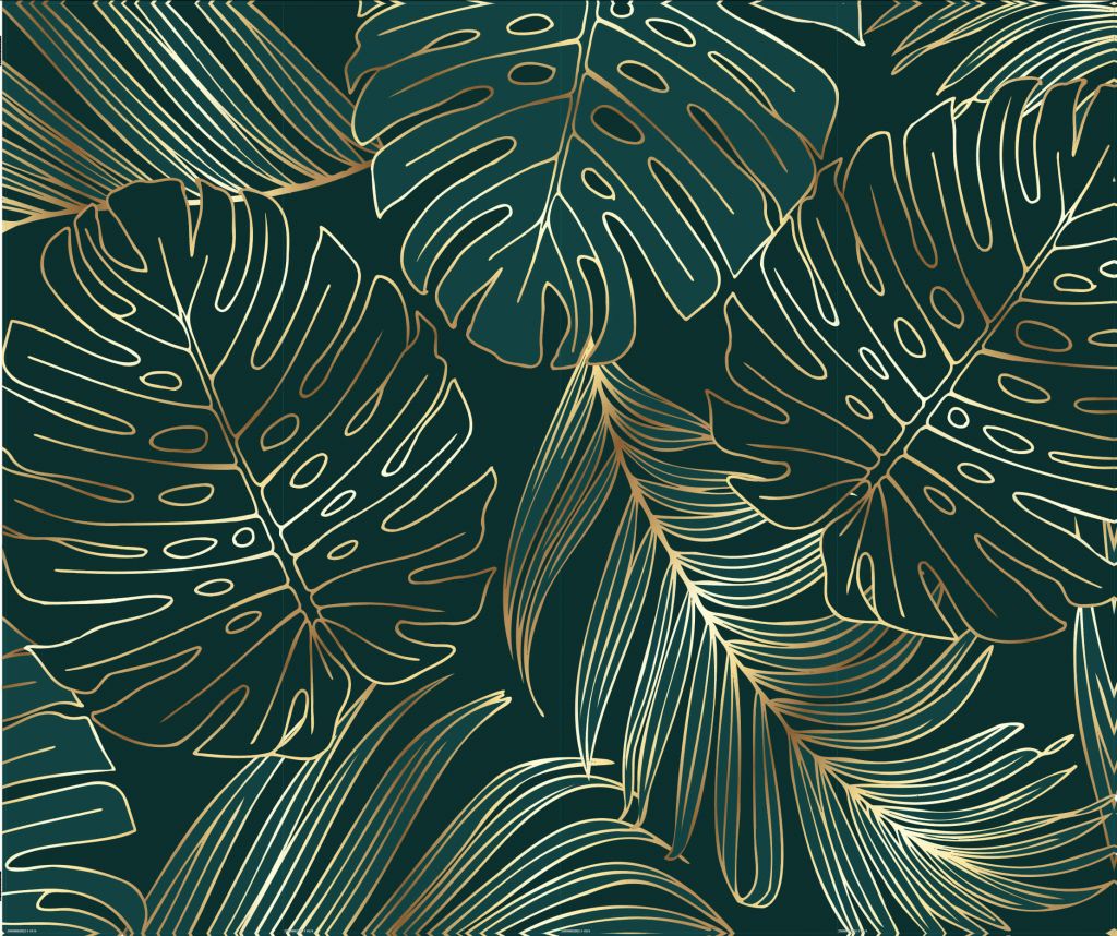 Groene bladeren met goud - Outlet - 300 x 250 cm