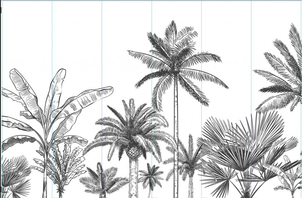 Getekende palmbomen - Outlet - 422 x 275 cm