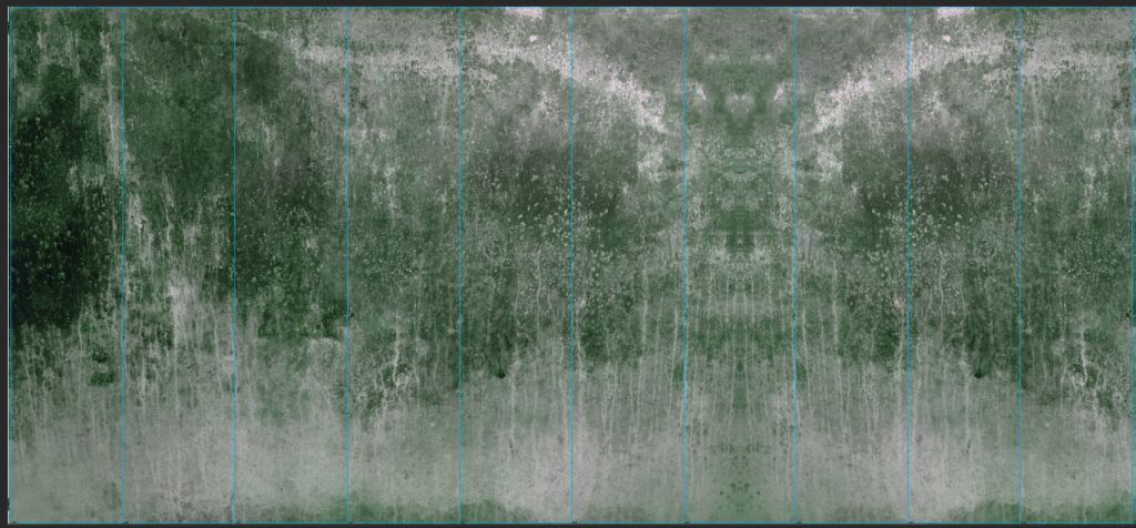 Oude verweerde groene muur - outlet - 697 x 347 cm 