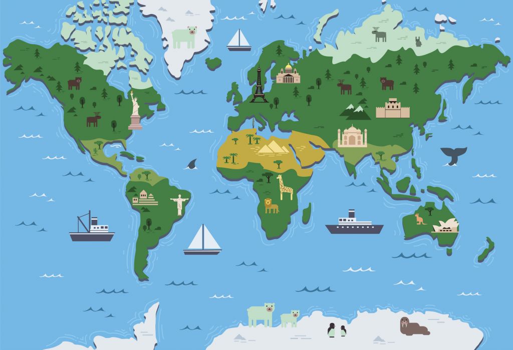 Wereldkaart in groen