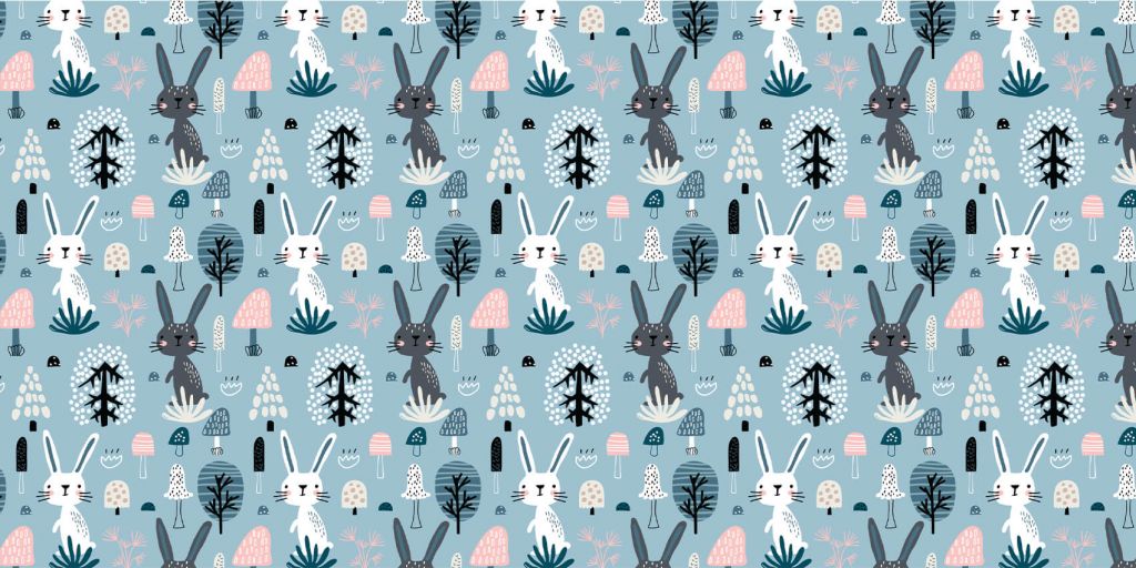 Blauw konijnen patroon
