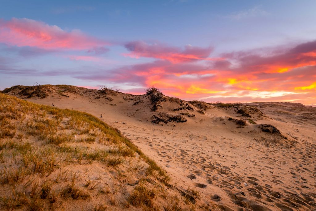 Zonsondergang vanuit de duinen