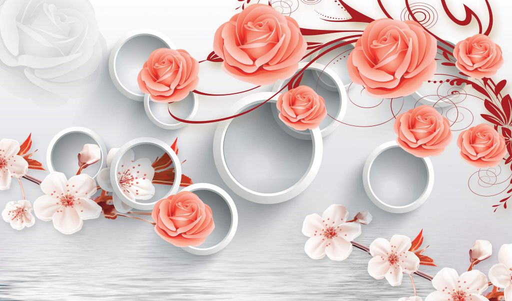 3D cirkels en bloemen