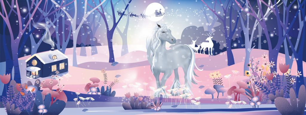 Unicorn in de sneeuw