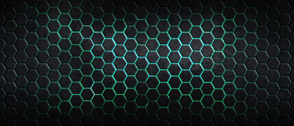 Hexagons met groene lichten
