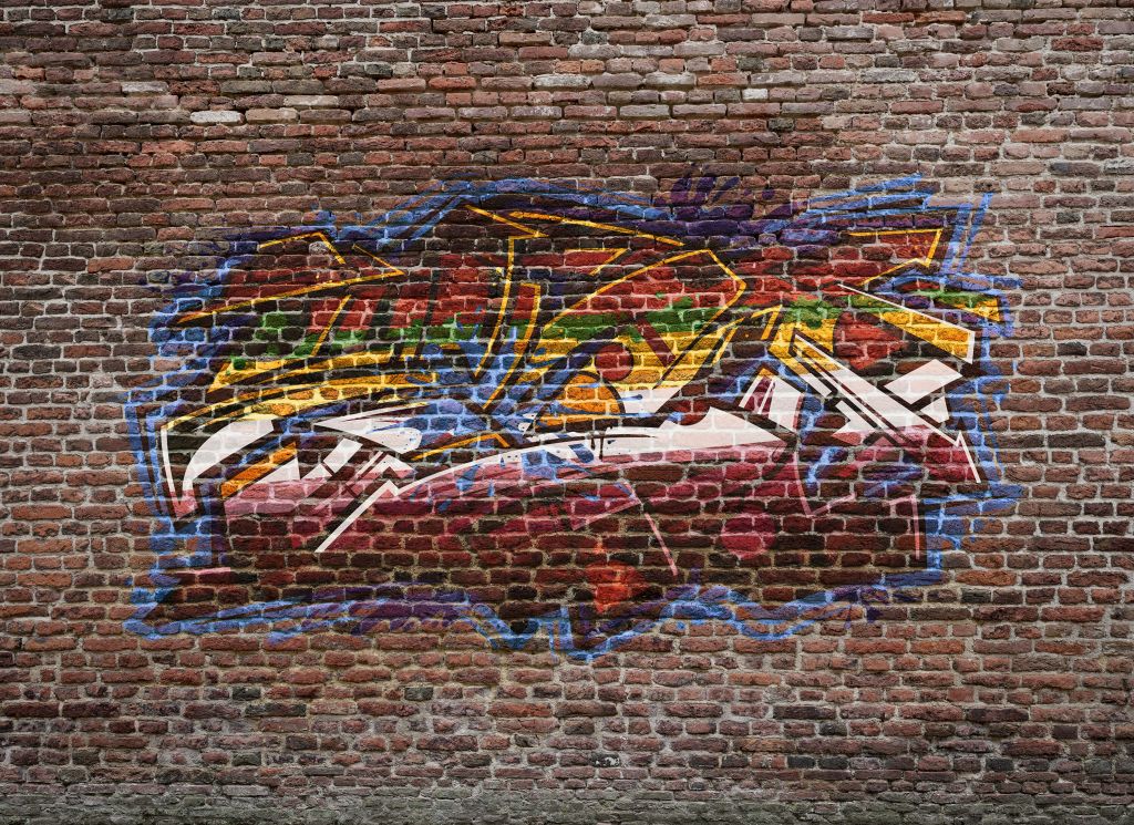 Graffiti op bakstenen muur