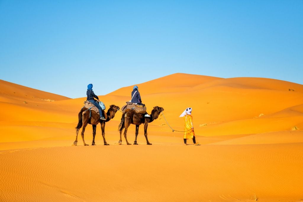 Kamelen rit door de woestijn