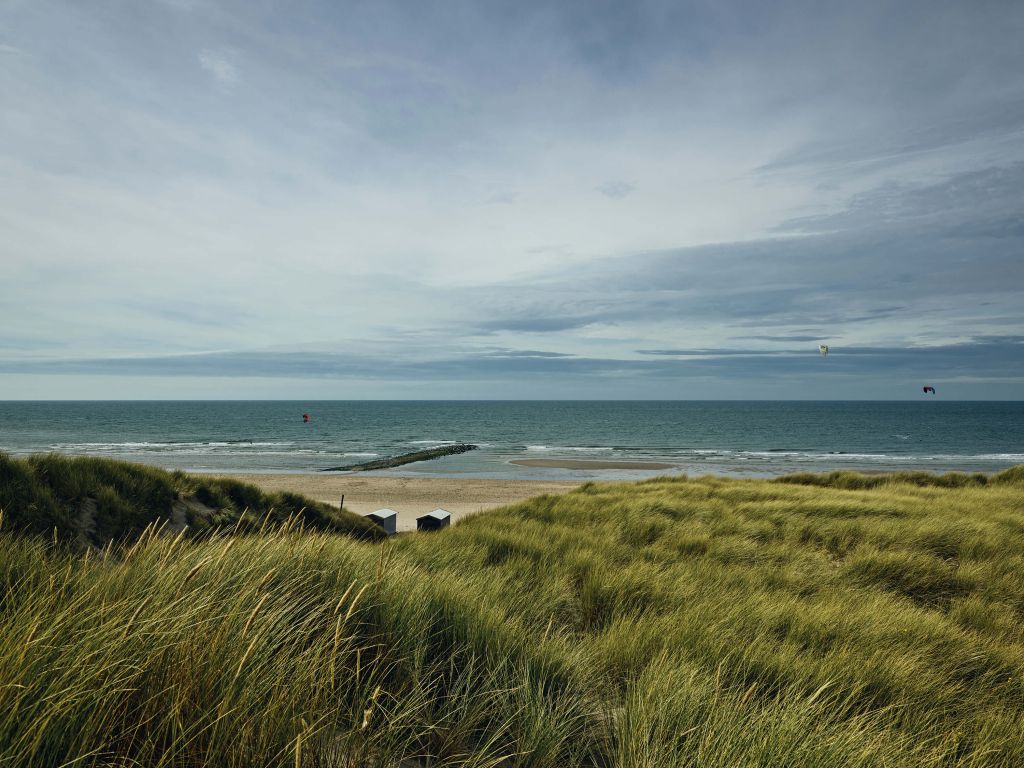 Strand vanuit de duinen