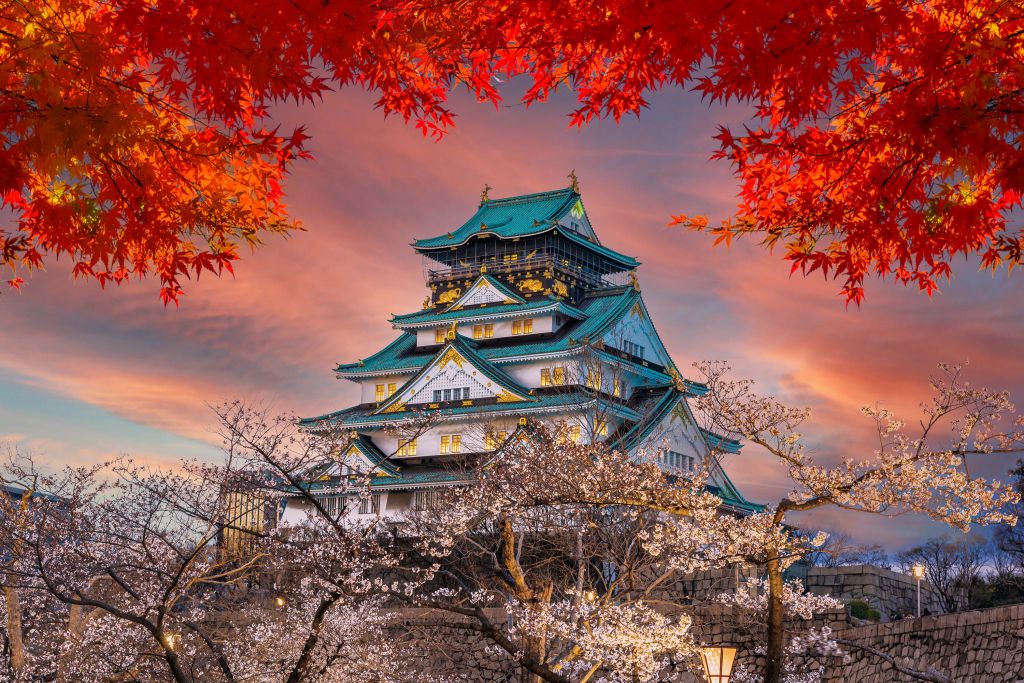 Osaka kasteel door de bomen