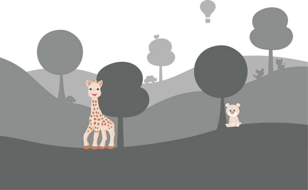 Sophie la girafe® in heuvellandschap