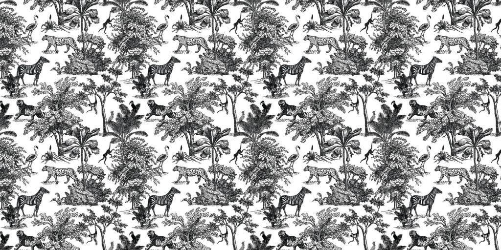 Jungle patroon in zwart-wit