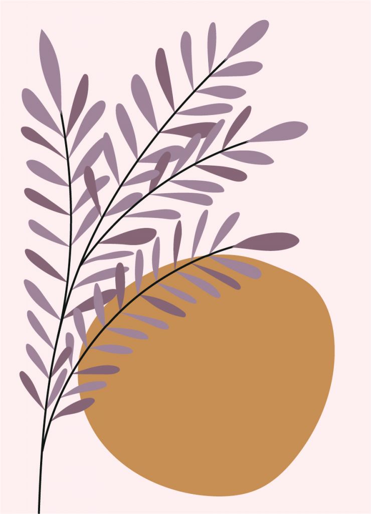 Paarse plant en oranje cirkel