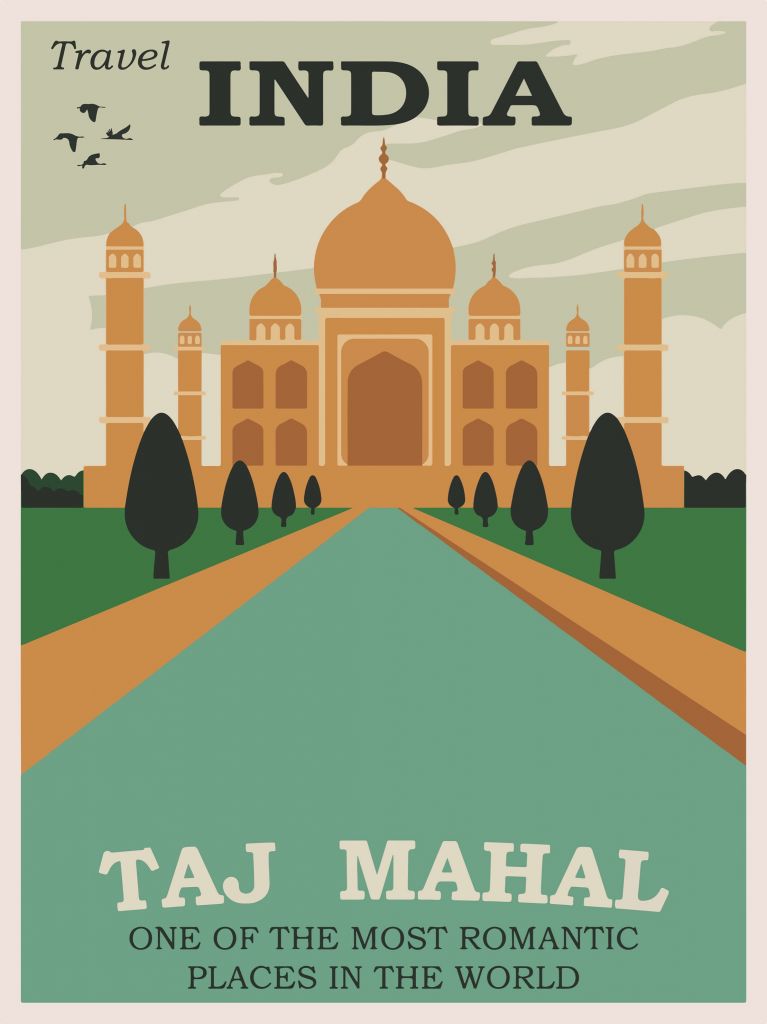 Geïllustreerde poster van Taj Mahal