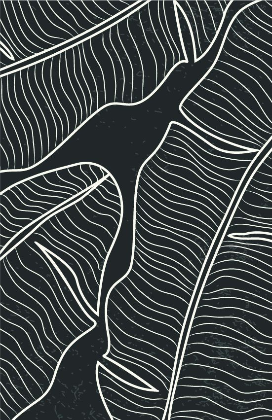 Illustratie van bladeren in zwart-wit