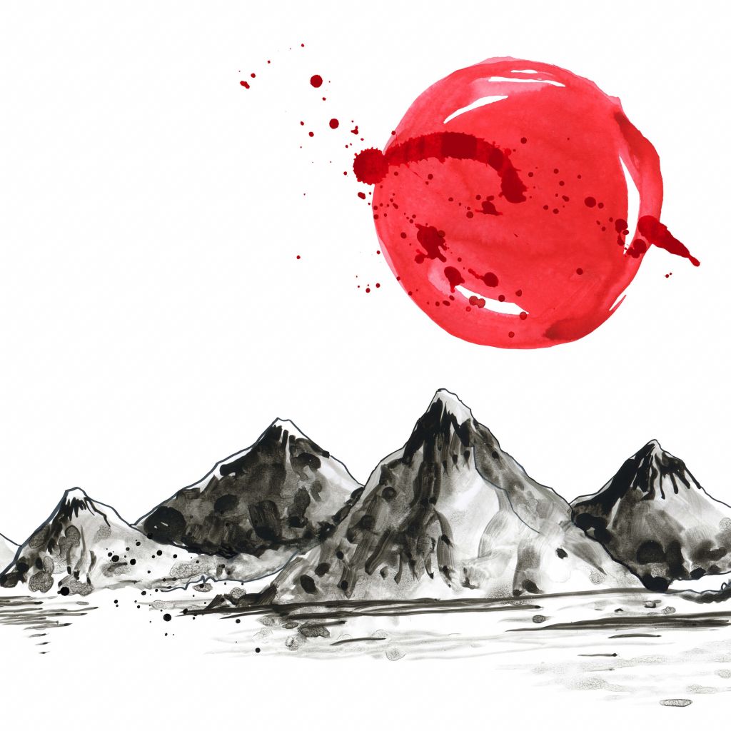 Zwart-wit Oosterse tekening