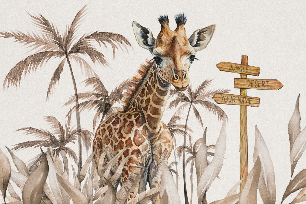 Baby giraffe in de jungle taupe