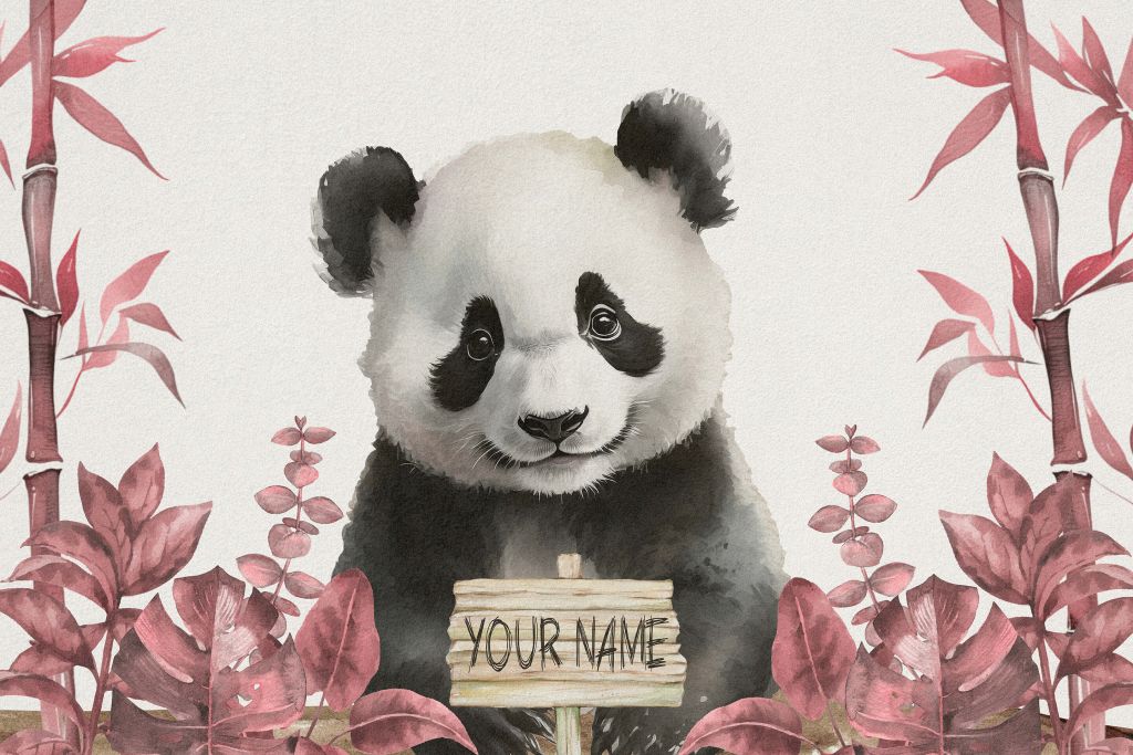 Baby panda in de jungle roze