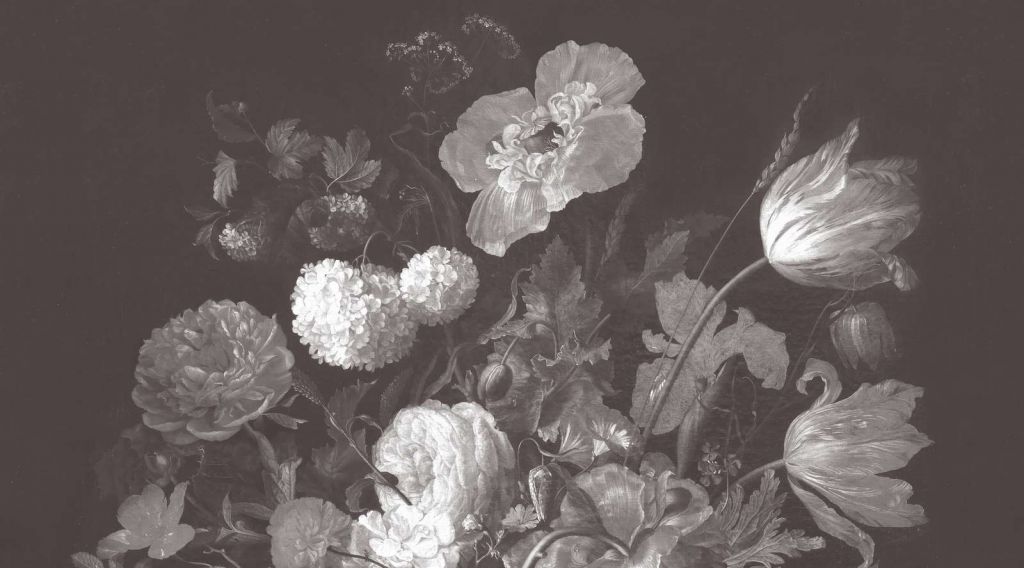 Baroque bloemen stilleven - dark sepia