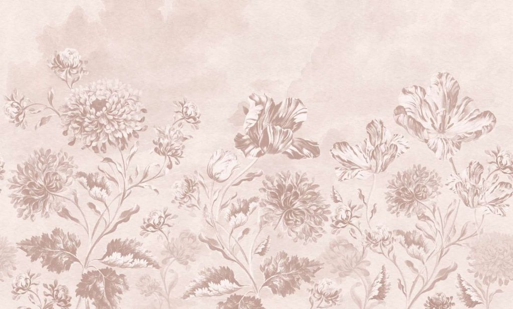 Baroque bloemen landschap - poeder roze