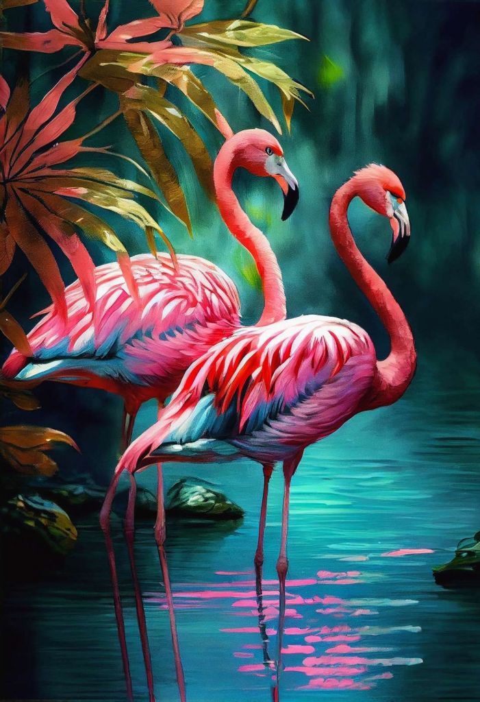 Fluweelroze Flamingo Duo