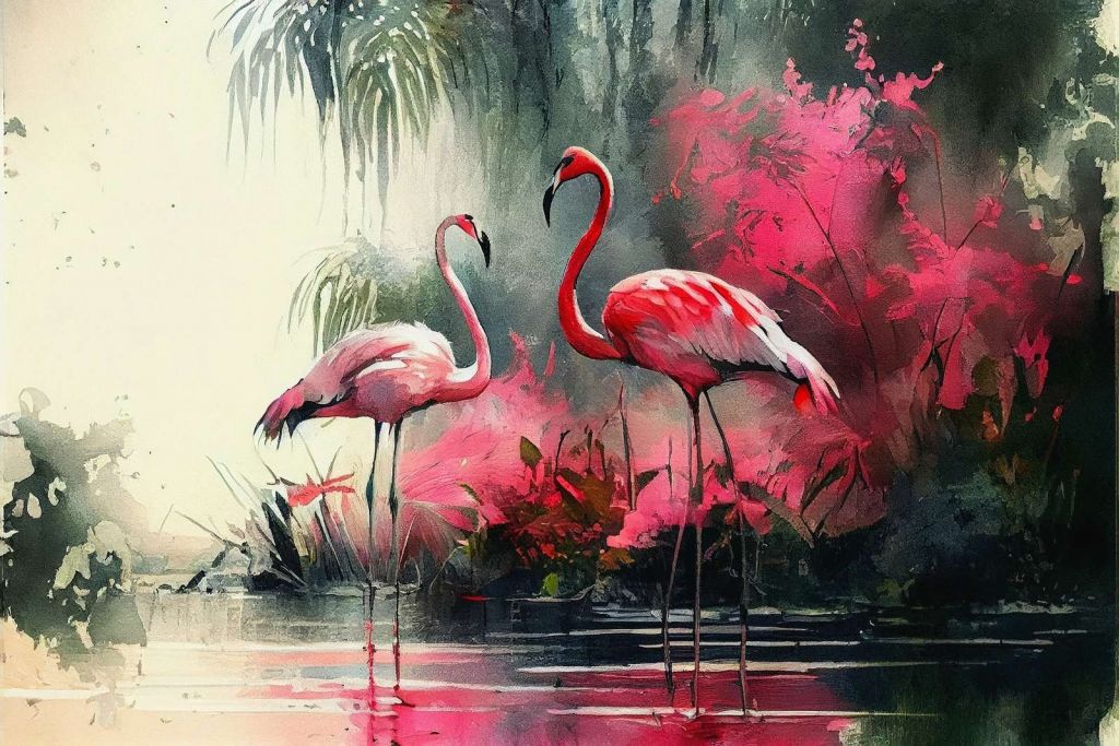 Karmijnrode Flamingo Schets