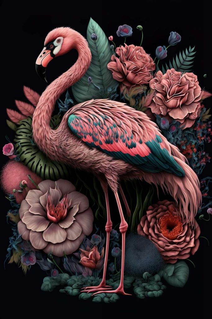 Flamingo Bloemenpracht Nacht