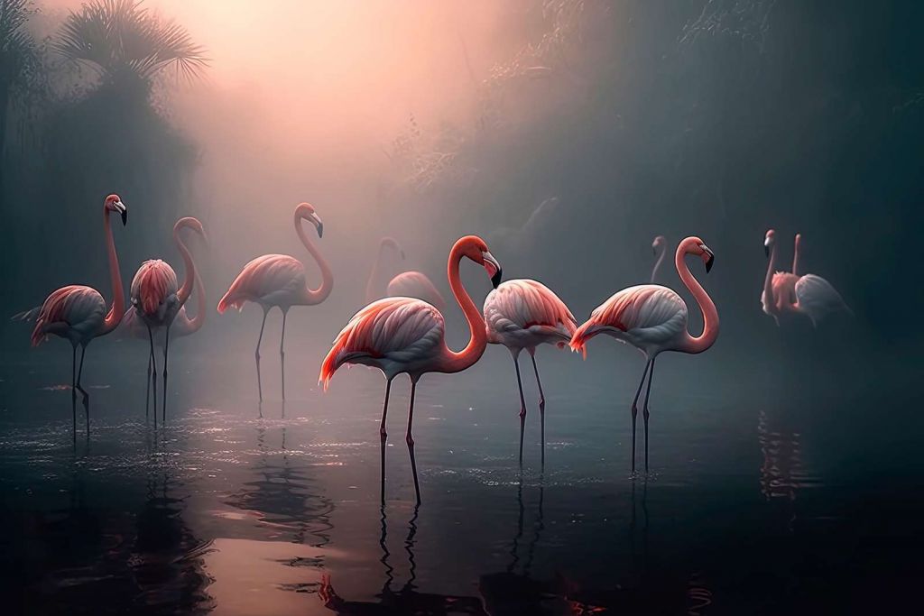 Nevelige Dageraad Flamingo's