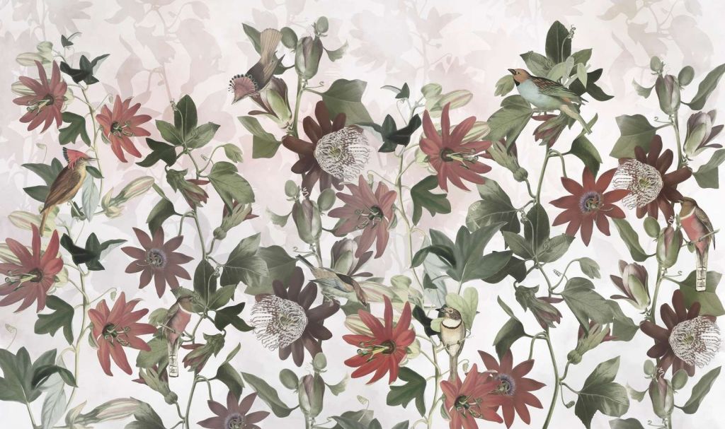 Seven Birds in Enchanted Foliage - Blush Garden