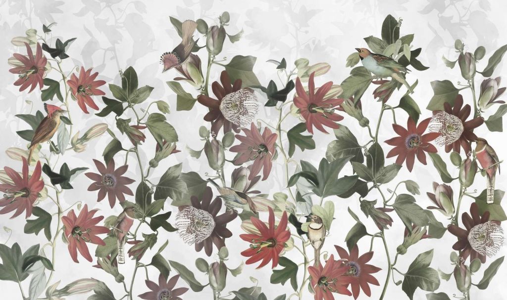 Seven Birds in Enchanted Foliage - Ivory