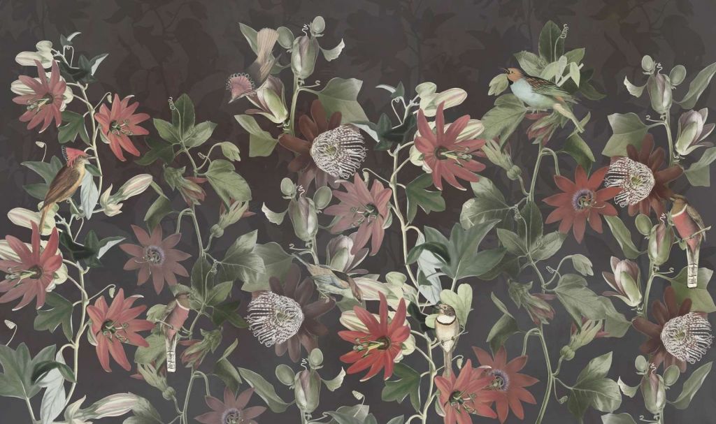 Seven Birds in Enchanted Foliage - Midnight Bloom