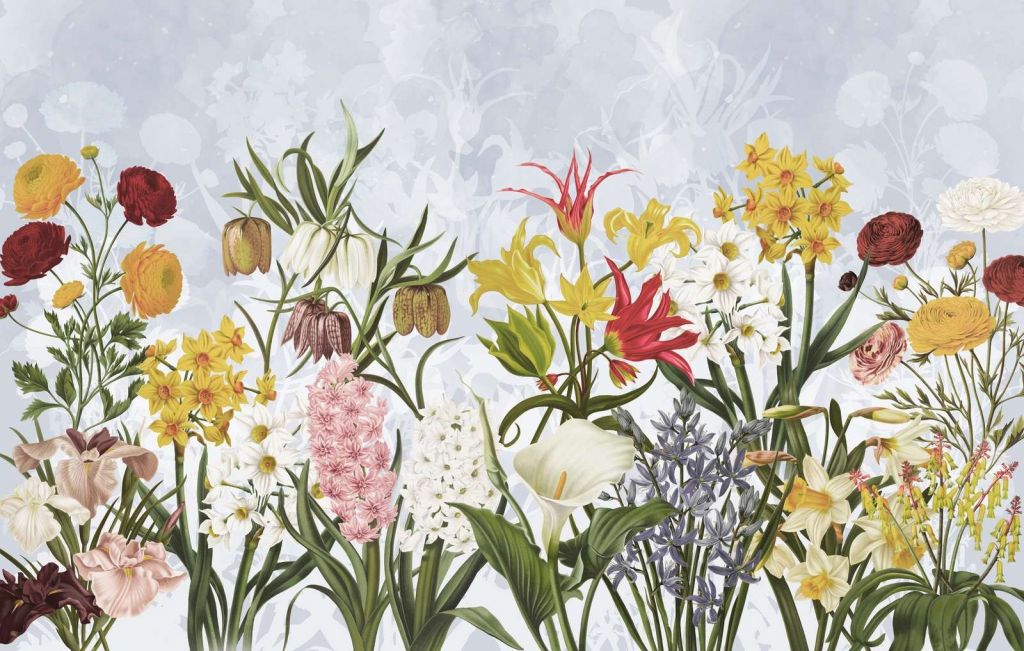 Spring Flowers - Cloudy Sky Blue