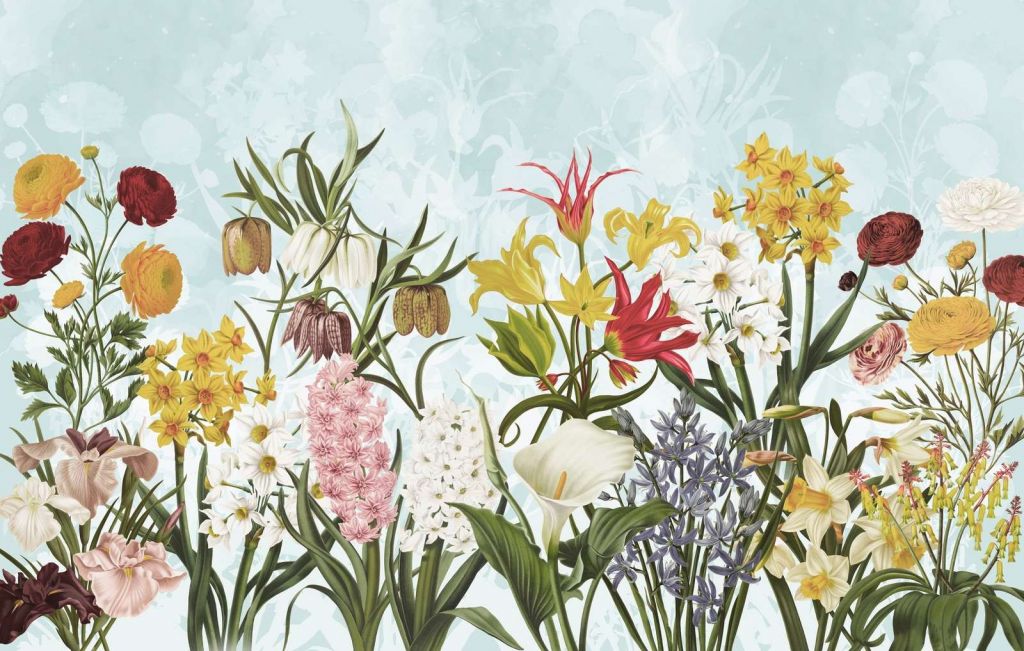 Spring Flowers - Soft Aqua Breeze