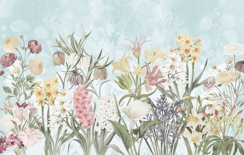 Spring Flowers - Misty Aqua