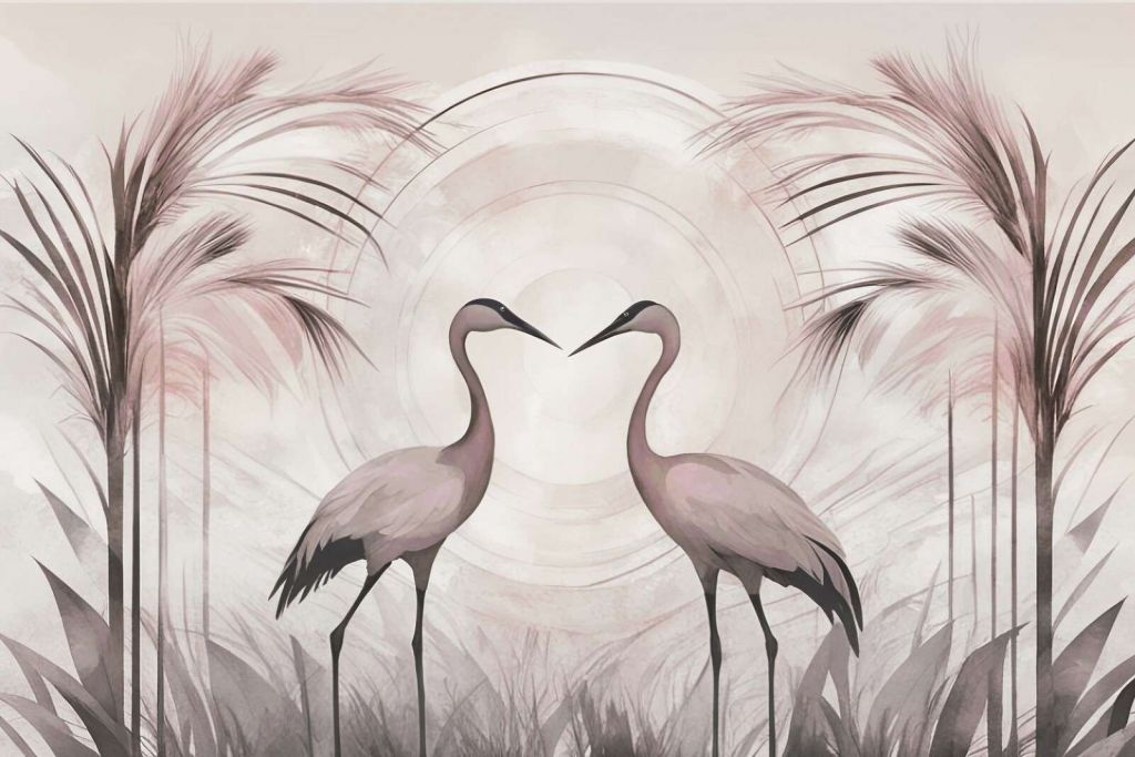 Cranes at Sunset Pink