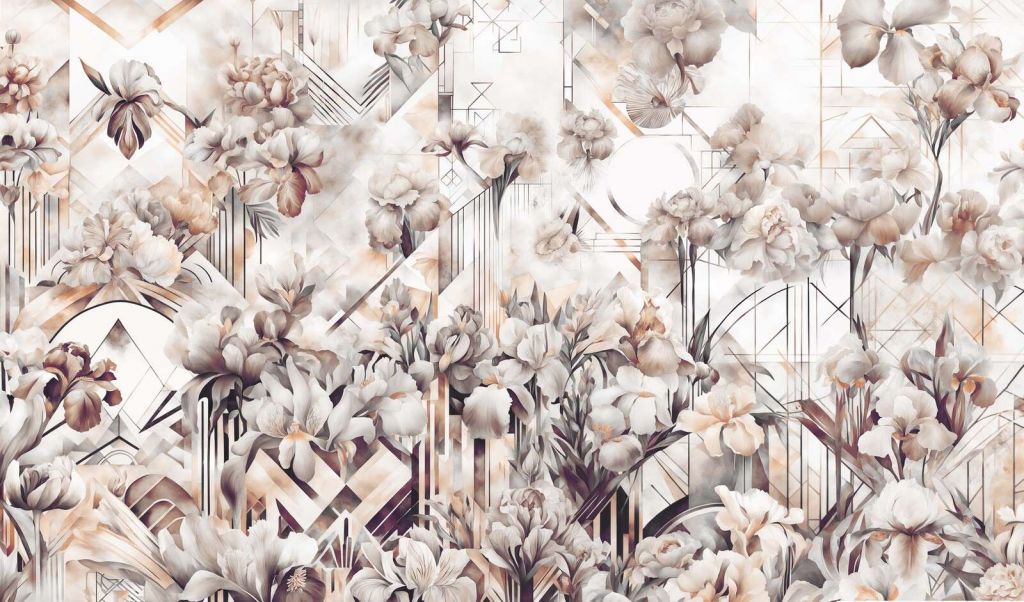 Huge Watercolor Irises Sepia