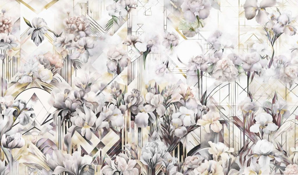 Huge Watercolor Irises Beige