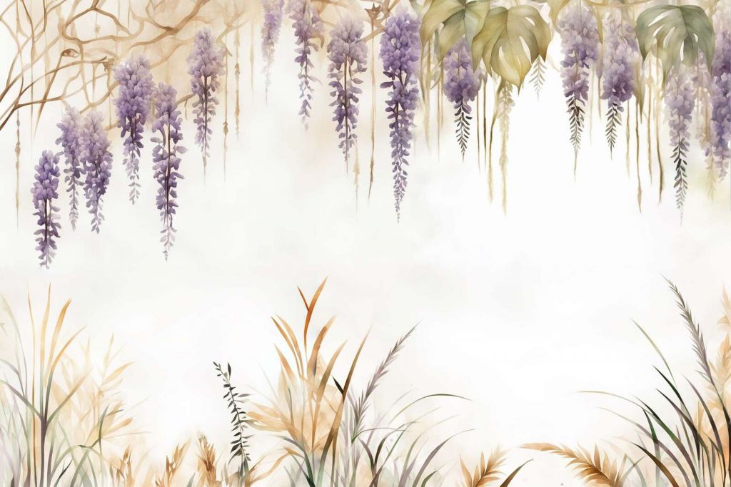 Wisteria and Field Grasses Blue