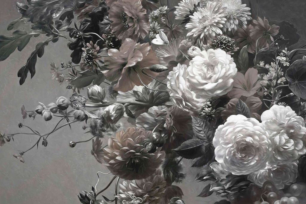 Big bouquet with poppies Sepia