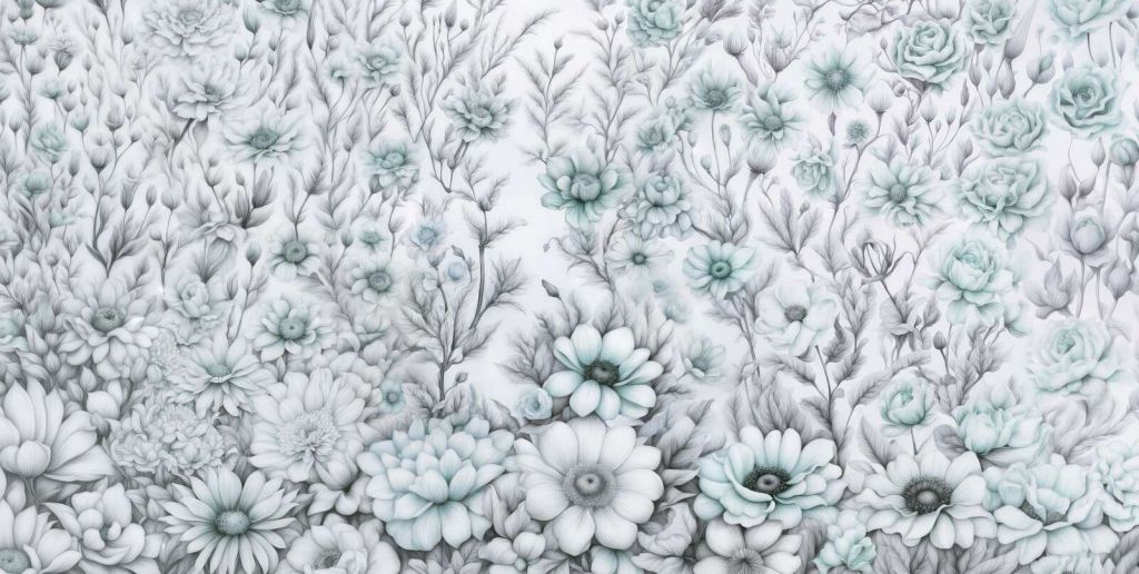 Floral romantic wall Blue