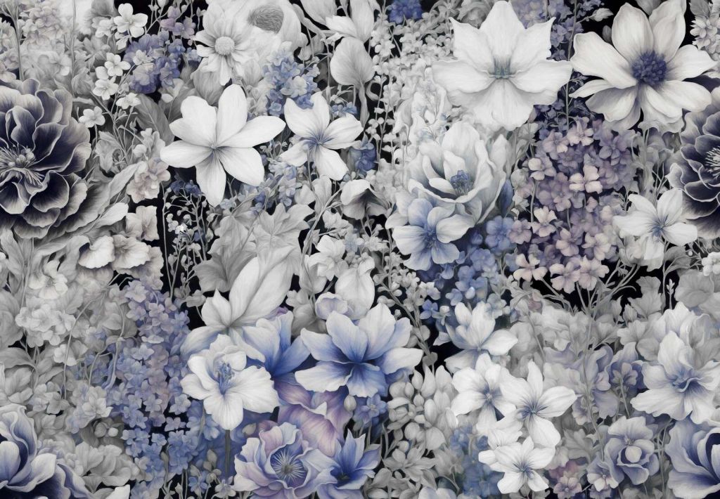 Flower festivalSEAMLESS Dark Blue