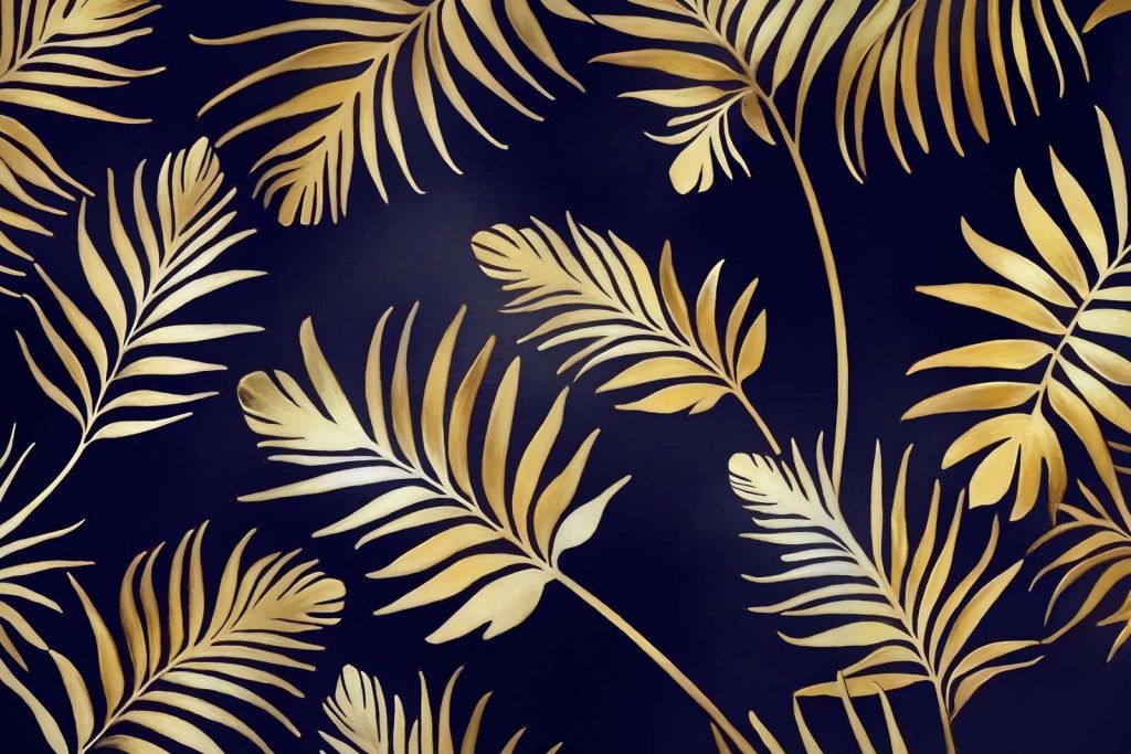 Golden leaves on dark Copper