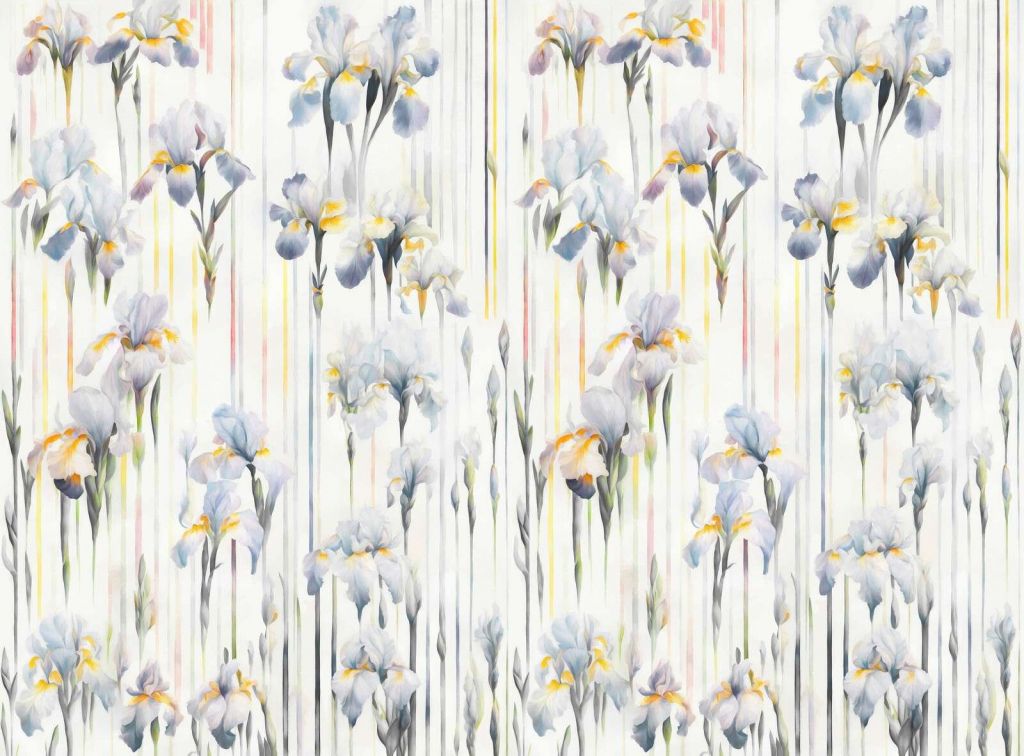 Irises and Stripes Seamless Blue